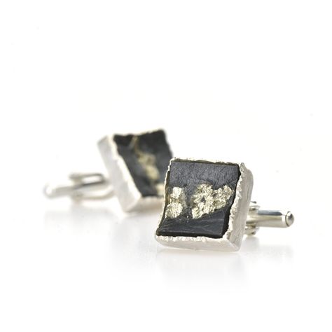 Do you really want to shine on your wedding day? 🖤🤍 Then these cufflinks are what you need. Rough shapes, beautiful stones and easy to match colors. --------------Handmade in Belgium - Atelier Wim Meeussen - Cufflinks made in 925 Sterling silver, set with pyrite in slate. On Your Wedding Day, Cufflinks, Silver Jewelry, Wedding Day, 925 Sterling Silver, Sterling Silver, Stone, Silver, Color