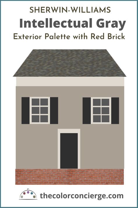 Intellectual Gray Exterior, Best Gray Exterior Paint Colors, Grey Siding House, Color Palette With Red, Sherwin Williams Exterior House Colors, Sherwin Williams Exterior Paint Colors, Sherwin Williams Paint Gray, Intellectual Gray, Exterior Gray Paint