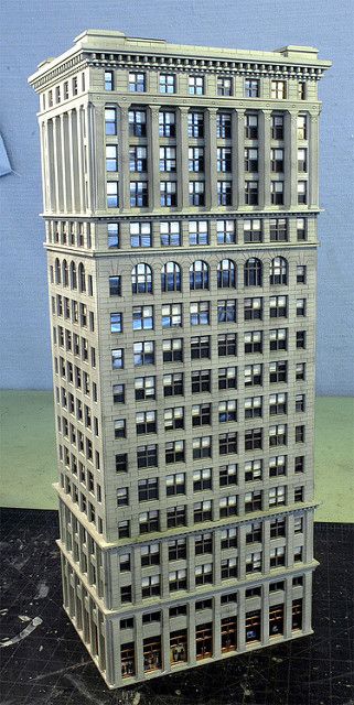 N_Scale_Philly_Highrise_A | Flickr - Photo Sharing! Highrise Buildings Architecture, Minecraft City Buildings Skyscrapers, Modern Skyscrapers Minecraft, Hillside Apartment Building, Scale Model Architecture, Lego Skyscraper, N Scale Buildings, Ho Scale Buildings, Minecraft City Buildings