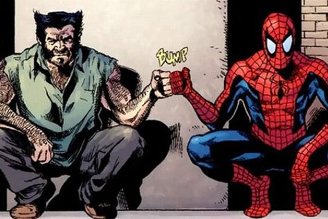 Wolverine and Spider-Man fist bumping each other Wolverine Movie, Avengers Team, The Wolverine, Comic Book Panels, Spider Man 2, Spiderman Homecoming, Uncanny X-men, Spiderman Comic, Ms Marvel