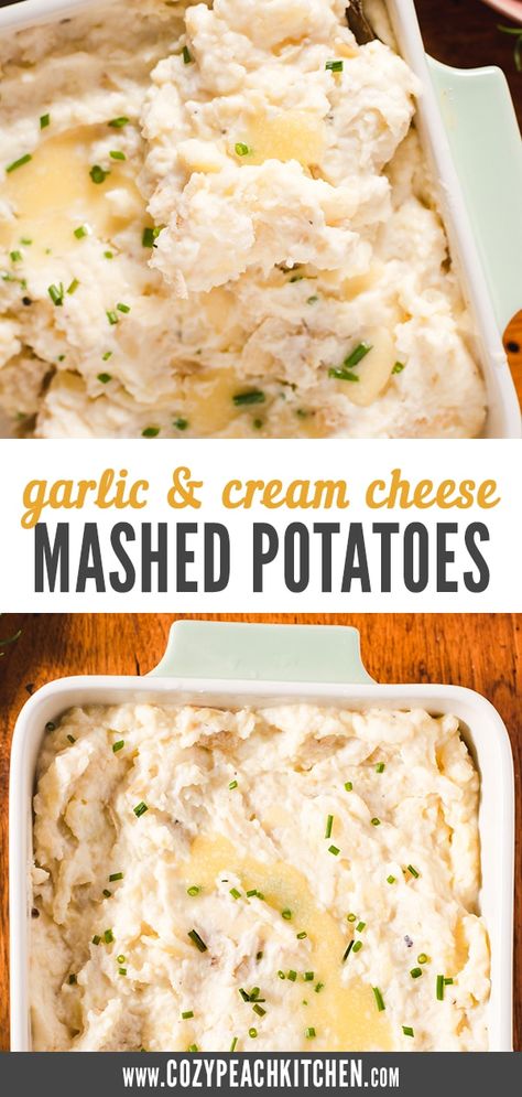 Cream Cheese Mashed Potatoes, Potatoes Mashed, Creamy Garlic Mashed Potatoes, Garlic Mashed Potatoes Recipe, Cream Cheese Potatoes, Cheese Mashed Potatoes, Fall Dinners, Pinterest Food, Dinner Favorites