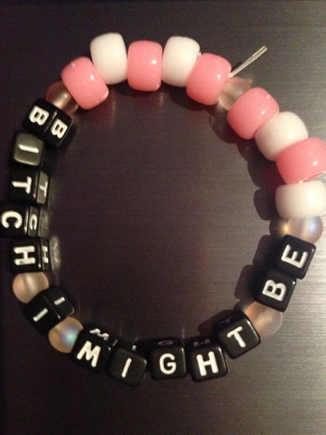 Bitch I might be kandi bracelet on Etsy, $3.00 Rave Kandi Ideas, Nocturnal Wonderland, Rave Bracelets, Pony Bead Bracelets, Rave Edm, Rave Babe, Kandi Kid, Festival Outfits Rave, Rave Gear