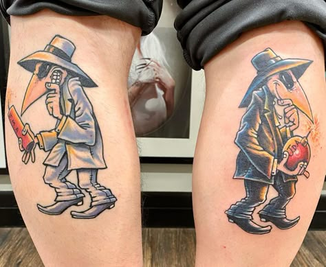 Spy Vs Spy Tattoo, Spy Tattoo, Tattoos With Friends, Body Doodles, Pop Culture Tattoos, Sister Tattoo Designs, Empire Tattoo, Vintage Tattoo Art, Pop Art Tattoos