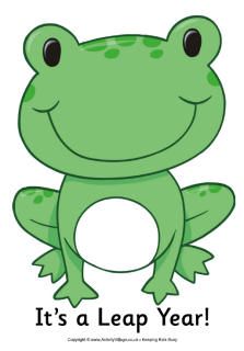 Fun facts: It takes the earth 365.24219 days to travel around the sun, and that's why we have an extra day every 4 years! In a tradition thought to date back to the 5th century, a woman may ask a man to marry her on leap days! Frog Template, Frog Activities, Frog Coloring Pages, Frog Theme, Lacing Cards, Frog Crafts, Leap Day, Sewing Cards, Silhouette Template