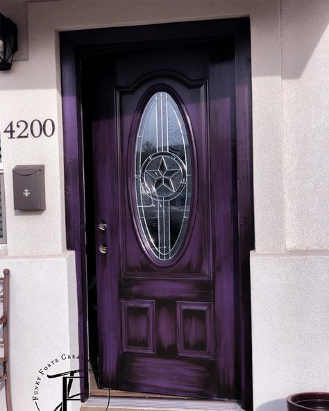 Goth Front Door Decor, Room Inspo Witchy, Purple Goth Decor, Whimsigoth Library, Whimsy Goth Home, Purple House Decor, Whimsigoth Furniture, Purple Entryway, Purple Front Door