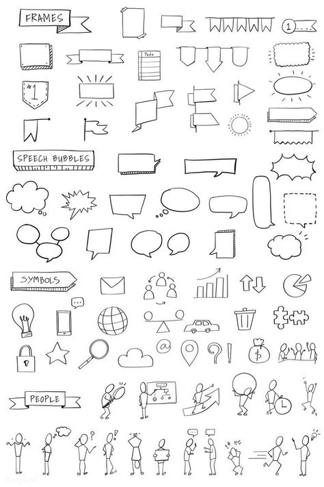 Mindmap Ideas Design, Thinking Drawing, Bullet Journal Boxes, Visual Thinking Strategies, How To Doodle, How To Draw Ribbon, Hand Drawn Doodles, Bullet Journal Headers, Visual Note Taking