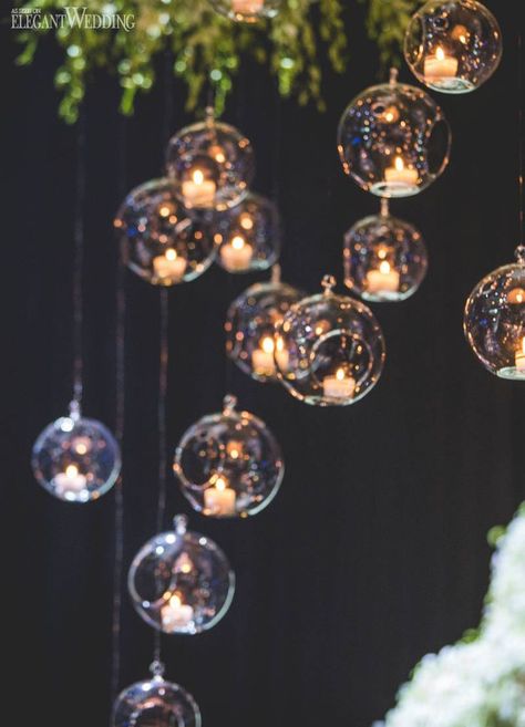 Hanging Glass Bulb Wedding Ideas, Glass Ball Wedding Ideas, Hanging Wedding Decor Ideas | ElegantWedding.ca #glassbulbs #weddingdecor White Dendrobium Orchids, Hanging Wedding Decorations, Rustic Wedding Decorations, Ball Wedding, Winter Wedding Decorations, Dendrobium Orchids, Wedding Winter, Classy Wedding, Wedding Decor Elegant