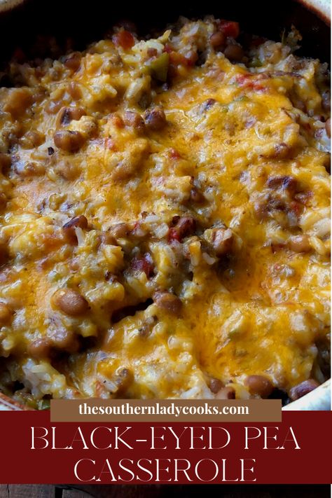 BLACK-EYED PEA CASSEROLE Blackeye Pea Casserole, Pea Casserole, Blackeyed Pea Recipes, Peas And Rice, Black Eyed Peas Recipe, Pork Breakfast Sausage, Southern Cooking Recipes, Meat Casserole, Black Eyed Pea