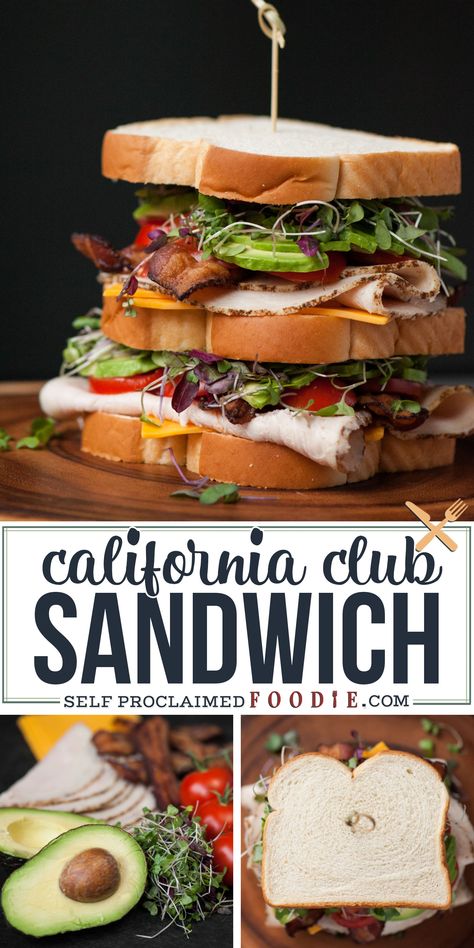 Alfalfa Sprouts Recipes, California Club Sandwich, Club Sandwich Ingredients, Turkey Club Sandwich, Bacon Turkey, Club Sandwich Recipes, For Dinner, Cold Sandwiches, Alfalfa Sprouts