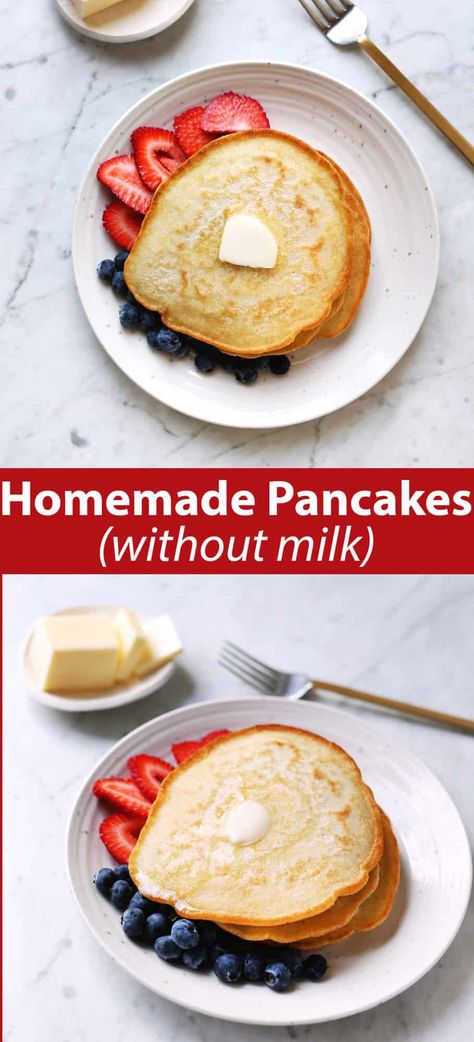 Homemade Pancakes - Without Milk - A Beautiful Mess Homemade Pancakes Without Milk, Pancake Recipe No Milk, Pancakes Without Milk, Pancake Recipe Without Milk, Easy Homemade Pancake Recipe, Milk Pancakes, Easy Homemade Pancakes, Homemade Pancake Recipe, How To Cook Pancakes