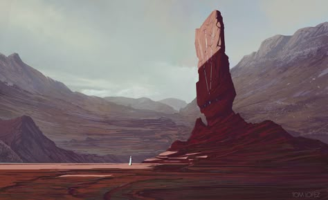 Monolith Concept Art, Rock Concept Art, Sci Fi Landscape, Landscape Concept, Location Inspiration, Environment Art, Matte Painting, Animation Background, Fantasy Concept Art