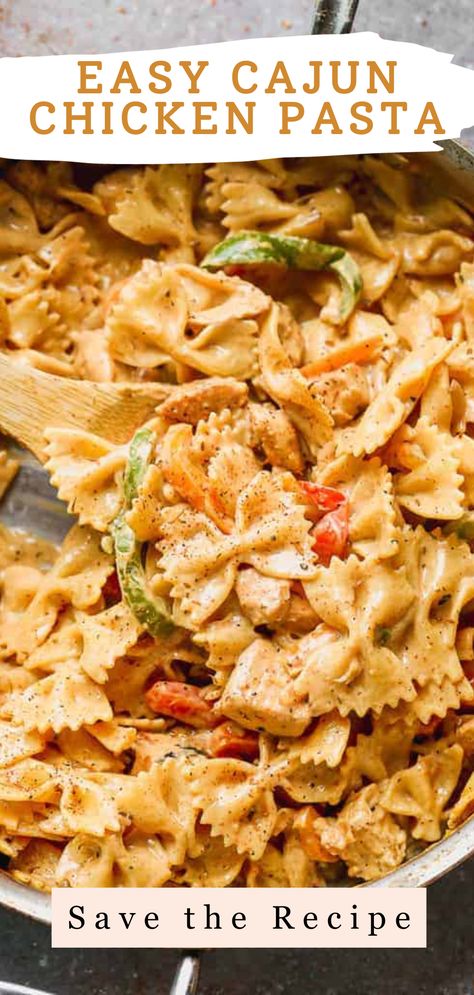 Cajun Chicken Dinner, Crispy Chicken Pasta Recipes, Easy Pasta Dishes With Chicken Red Sauce, Cajun Chicken Tortellini Recipes, Easy Cajun Pasta, Cajun Tortellini Pasta, Bow Tie Pasta Chicken, Chicken Breast Recipes Pasta, Bow Tie Pasta Recipes Chicken