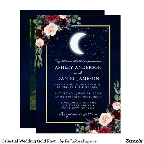 Stars Invitation, Celestial Wedding Invitations, Backyard Gifts, Stars Photo, Stars Gold, Gold Wedding Invitation, Burgundy Wedding Invitations, Navy Wedding Invitations, Celestial Wedding