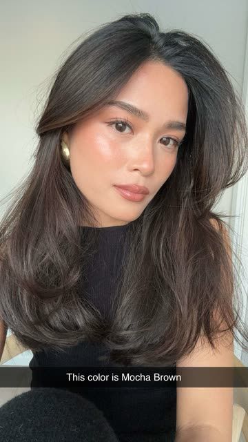 Asian Brown Hair, Tsutsumi Hoang, 5k Subscribers, Brunette Hair Cuts, Digital Content Creator, Black Hair Balayage, Dark Brunette Hair, Oval Face Haircuts, Hairstyles For Layered Hair