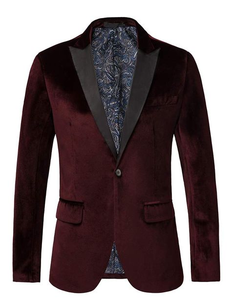 PRICES MAY VARY. Material: 100% High Quality Polyester.This blazer is made of premium soft velvet fabric which lets you gentle and unique. Features: Solid color, slim fit, one button closure, a single chest pocket, two flap pockets at sides, padded shoulders velvet blazer Style: This blazer is a timeless classic blazer in men's wardrobe.It's always a perfect gift for your dad, husband, son, or friend. OCCASION: This blazer is great for casual,formal,wedding, dinner, party, club, banquet, graduat Blazer Designs For Men, Mens Velvet Blazer, Velvet Blazer Mens, Velvet Dinner Jacket, Blazer Wedding, Casual Suits, Leopard Print Blazer, Blazer Casual, One Button Blazer