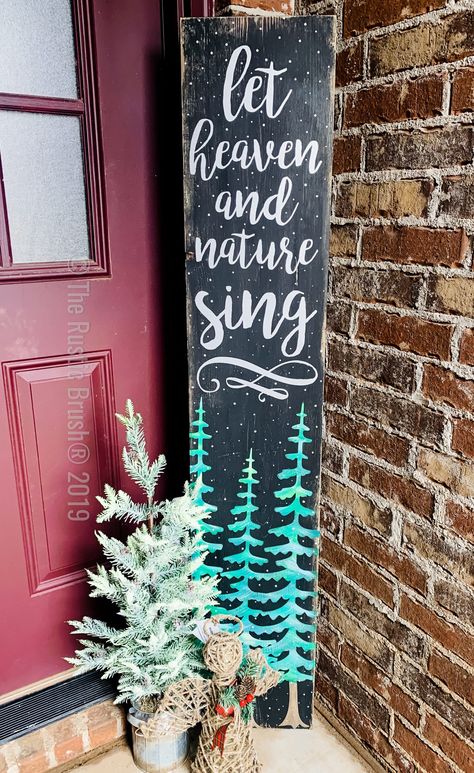 https://therusticbrush.com/all-projects/single-board-signs/ Let Heaven And Nature Sing Sign, Let Heaven And Nature Sing, Board Signs, Christmas Magic, Singing, Let It Be, Signs, Christmas, Nature