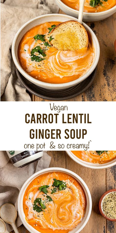 Vegan Pureed Soup, Vegan Protein Soup, Vegan Fall Soup, Vegan Gluten Free Soup, Lentil Carrot Soup, Carrot And Red Lentil Soup, Carrot Soup Easy, Pureed Soups, Vegetable Lentil Soup