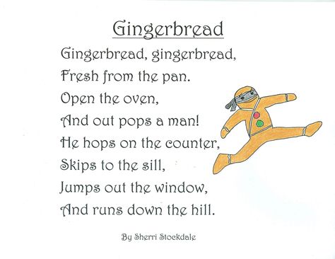 Gingerbread Unit Kindergarten, Gingerbread Poem, Gingerbread Stories, Gingerbread Story, Waldorf Learning, Gingerbread Man Unit, Kindergarten Poems, Preschool Skills, Gingerbread Unit