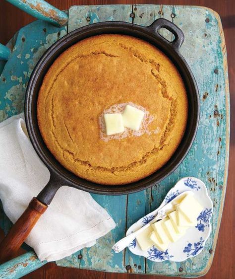 Sweet Potato Cornbread Recipe | Southern Living Magazine (One taste of this sweet potato cornbread and you'll understand why it's one of our most popular recipes.) Sweet Potato Cornbread, Corn Bread Recipe, Think Food, Sweet Potato Recipes, Bagels, Diy Food Recipes, Soul Food, Fall Recipes, Skillet