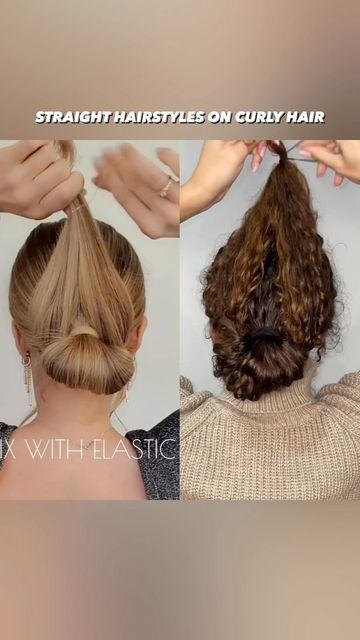 Curly Hair Low Bun Styles, Cute Curly Hair Buns, Low Curly Bun Hairstyles, Low Bun For Curly Hair, Easy Curly Bun Tutorial, Low Ponytail Curly Hair, Curly Bun Tutorial Naturally, Low Bun Curly Hairstyles, Naturally Curly Low Bun