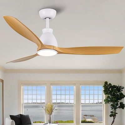 WELLFOR Dimmable Multi-Speed LED Ceiling Fan 52-in White Color-changing LED Indoor Ceiling Fan with Light Remote (3-Blade) in the Ceiling Fans department at Lowes.com Wood Ceiling Fan, Propeller Ceiling Fan, 52 Inch Ceiling Fan, Ceiling Fan Blades, White Ceiling Fan, Fan With Light, Led Ceiling Fan, Ceiling Fan Chandelier, Ceiling Fan With Remote