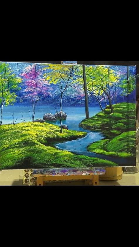 How To Paint a Shallow River in 2022 | Landscape art painting, Nature art painting, Landscape painting tutorial River Painting Acrylic, Art Painting Landscape, Fall Canvas Painting, Landscape Painting Tutorial, River Painting, Canvas Painting Tutorials, Painting Demo, Soyut Sanat Tabloları, Landscape Art Painting