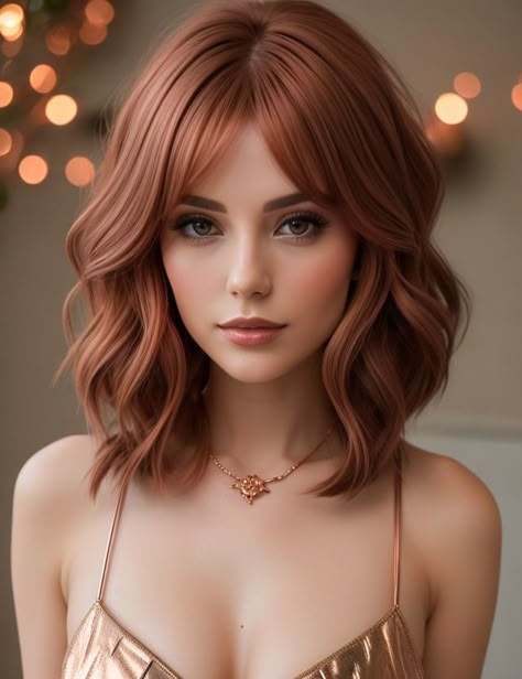 Copper Rose Lob Hair Color Ideas With Styles Ginger Hair Color, Hair Color Pastel, Beautiful Red Hair, Hair Color Auburn, Lob Hairstyle, Summer Hair Color, Ginger Hair, Cortes De Cabello, Hairstyles For School