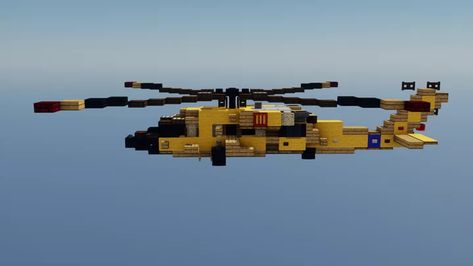 Minecraft Helicopter, Minecraft Vehicle Ideas, Minecraft Helicopter Pad, Helicopter Minecraft Build, Minecraft L, Minecraft Aircraft Carrier, Minecraft Dieselpunk, Minecraft Mountain House, Minecraft Car