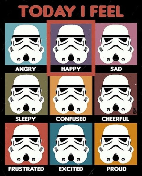 Star Wars "Today I Feel" Feelings Chart...conversation starter for all the little Star Wars fans with social skills needs I work with? Star Wars Classroom, Star Wars Meme, Feelings Chart, Star Wars Lego, Star Wars Quotes, Star Wars Love, Nerd Humor, E Mc2, Storm Trooper