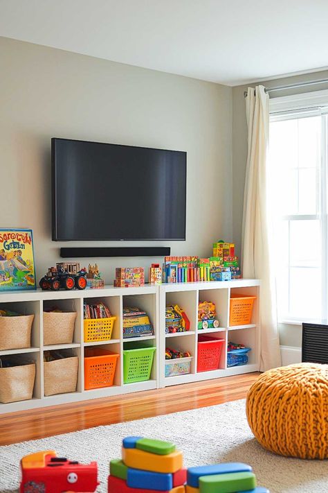 50+ Living Room Toy Storage Ideas That Keep Everyone Happy Room Toy Storage Ideas, Living Room Toy Storage Ideas, Living Room Toy Storage, Large Toy Storage, Toy Storage Ideas, Toy Storage Bench, Family Friendly Living Room, Small Playroom, Baby Room Inspiration