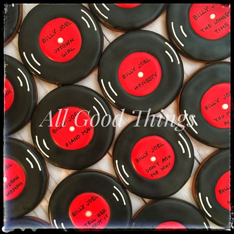 Vinyl Cookies Decorated, Vinyl Record Cookies Decorated, Karaoke Cookies Decorated, Rock And Roll Sugar Cookies, Record Cookies Decorated, Rock N Roll Cookies, Vinyl Cookies, Rock And Roll Cookies, 50s Cookies