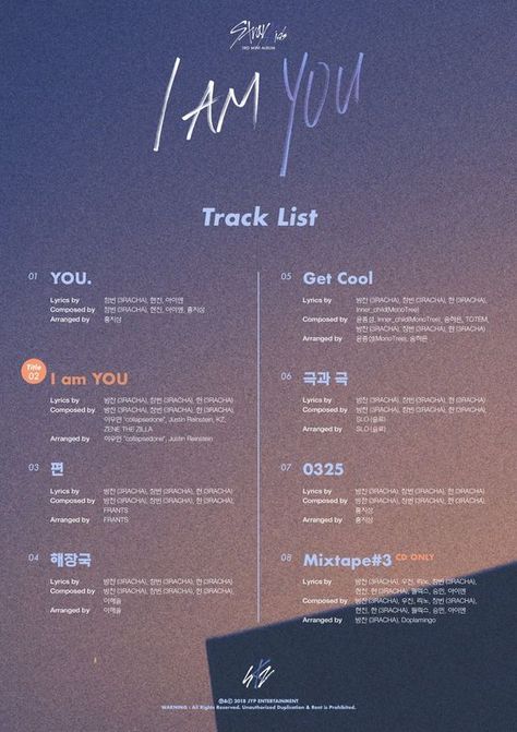 Stray Kids "I am YOU" Tracklist! Free Download MP3 Preview Full Album List Design, Yours Lyrics, Cool Lyrics, Album Releases, Album Design, Graphic Design Posters, Kpop Groups, Mixtape, Lee Know