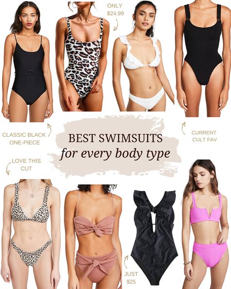 I’m sharing that knowledge with you today, as well as some of my favorite bikinis and one-pieces of the season. Whether you’re apple-shaped, heavy chested or curvy through the hips, you’ll find your suit to flaunt what you’ve got! Flattering Swimwear For Small Chest, Best Bikinis For Hourglass Shape, Swimsuits For Small Chest, Swimsuit For Small Chest, Athletic Body Type, Suit Guide, Swimsuit For Body Type, Curvy Body Types, Flattering Swimwear