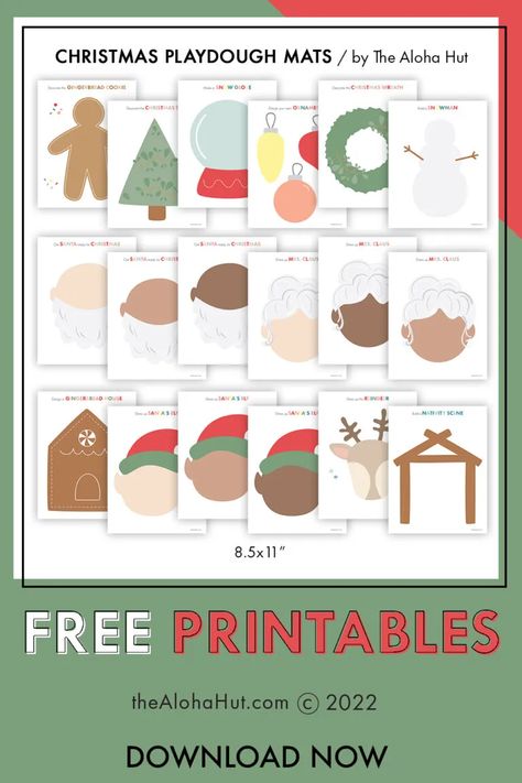 Christmas Play Doh Mats, Fall Task Boxes, Christmas Busy Book Free Printables, Christmas Party Activity Stations, Christmas Playdough Ideas, Christmas Playdoh Mats Free, Christmas Activity Kindergarten, Christmas Kids Printables, Christmas Activities Preschool Printable