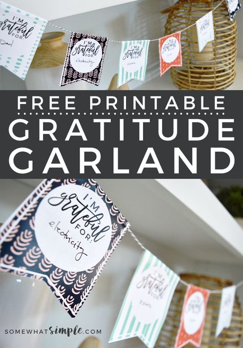 This FREE printable Gratitude Garland craft is so simple and perfect for kids of all ages! And such a beautiful way to display all the things you're grateful for! Gratitude Garland, Thanksgiving Decorations For Kids, Printable Garland, Gratitude Crafts, Printable Thanksgiving Crafts, Card Garland, Gratitude Printable, Garland Craft, Free Printable Thanksgiving