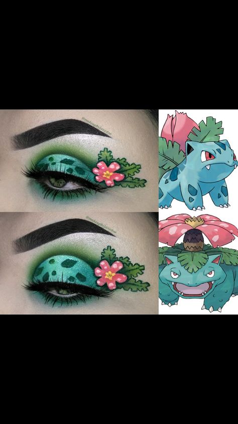 Pikachu Eye Makeup, Pokemon Eye Makeup, Snorlax Makeup, Bulbasaur Makeup, Pokemon Inspired Makeup, Pokemon Makeup Looks, Video Game Makeup, Eevee Makeup, Pikachu Makeup