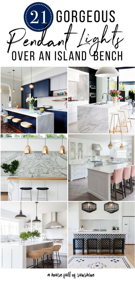 Island Kitchen Lighting Pendants, Drop Lighting Over Kitchen Island, Kitchen With Pendant Lights, Kitchen Bench Lights, Hanging Lights Kitchen Island, Pendant Lights Over Kitchen Bench, Lights For Island Kitchen, Chandelier For Kitchen Island, Over Bench Kitchen Lighting