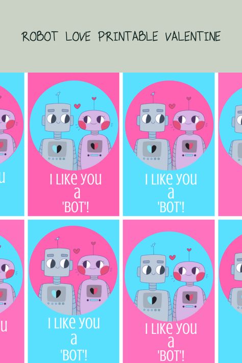 Adorable 'I Like You A Bot' Robot Valentine Printable that adds fun to your Valentine's Day celebrations. Perfect free printable designed to make your loved ones feel special. Robot Valentine Cards, Robot Valentines, Robot Printable, Valentines Robots, Crafts Printable, Simple Projects, Printable Valentine, Home Making, Free Valentine