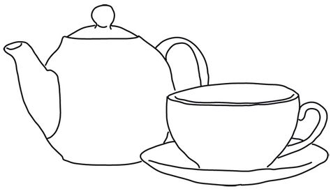 Tea Pot And Cup Drawing, How To Draw A Tea Pot, Tea Cup Line Drawing, Drawing Cup, Decoupage Paper Printable, Cup Tattoo, Crewel Embroidery Patterns, Bujo Doodles, Tea Cup Design