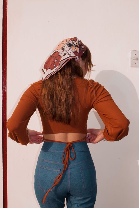 70s Bandana Outfit, 70s Aesthetic Hippie, Hippie Aesthetic Outfit, 70s Bandana, Hippie Outfit Inspo, Vintage 70s Aesthetic, Bandana Outfit, 70 Outfits, 70s Inspired Fashion