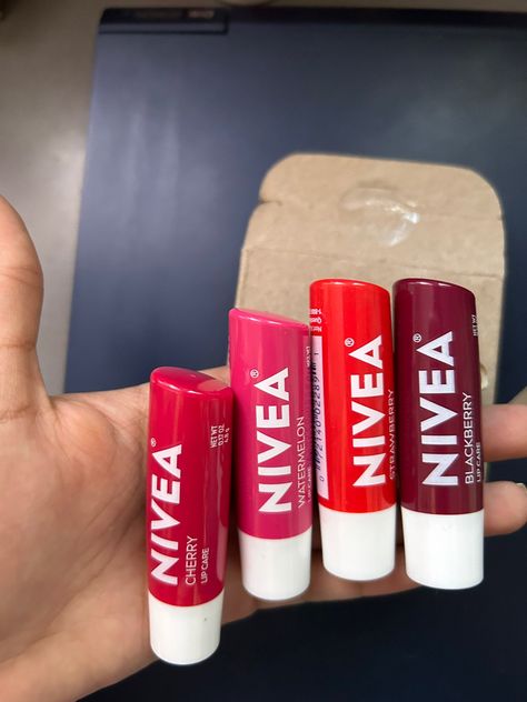 Lipbalm Nivea, Nivea Products, Nivea Lip Balm, Cherry Strawberry, Cute Nail Polish, Alat Makeup, Lip Balm Collection, Cherry Lips, Lip Gloss Collection