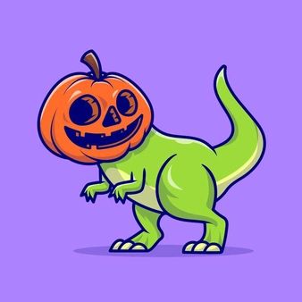 Dino Pumpkin, Easy Graffiti Art, Duck Merch, T Rex Cartoon, Sticker Dino, Pumpkin Canvas Painting, Dinosaur Halloween, Cute Zombie, Pumpkin Canvas