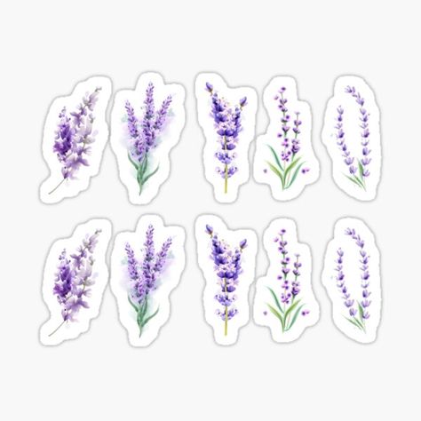 Garden Lavender, Lavender Watercolor, 달력 디자인, Lavender Garden, Watercolor Stickers, Scrapbook Stickers Printable, Floral Stickers, Stickers For Sale, Unique Flowers