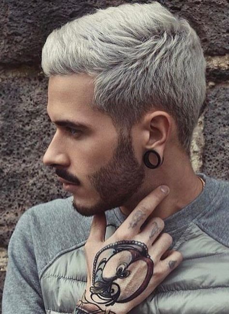 Silver Hair Men, Grey Hair Men, Mens Toupee, Mens Hair Colour, Hair Color Unique, Men Hair Color, Cool Hairstyles For Men, Tattoo Sleeve, Mens Hairstyles Short