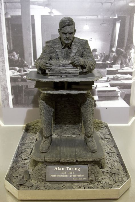 Alan Turing Statue by Stephen Kettle, Bletchley Park | Flickr Enigma Machine, Bletchley Park, Military Intelligence, Alan Turing, Computer History, British Military, Holiday Places, Slate Stone, Travel Bug