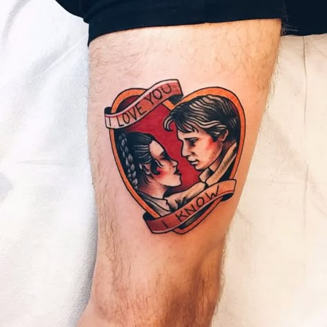 Leia Tattoo, Han Solo And Leia, Princess Leia Tattoo, Han Solo Leia, Han Leia, Star Wars Couples, Tattoo Couple, Small Couple Tattoos, Star Wars Han Solo