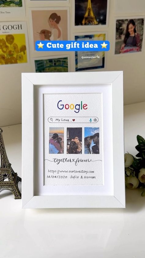 Diy Picture Frames Ideas, Kenya Grace, Birthday Icon, Anniversary Gift Ideas, Diy Shadow Box, Photo Frame Gift, Cute Couple Gifts, Simple Gift Wrapping, Diy Journal Books