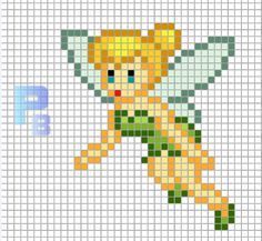 Perler Beads Tinkerbell, Tinkerbell Cross Stitch Pattern, Pixel Art Fairy, Pixel Art Minecraft, Melt Beads Patterns, Graph Paper Designs, Easy Perler Bead Patterns, Animal Cross Stitch Patterns, Bead Sprite