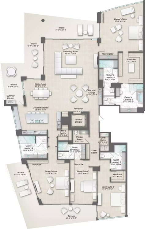 Penthouse Layout Floor Plans, Penthouse Floor Plan Luxury, Luxury Condo Floor Plans, Luxury Apartment Floor Plan, Penthouse Apartment Floor Plan, Penthouse Layout, Luxury House Floor Plans, Bunker Home, Condo Floor Plans