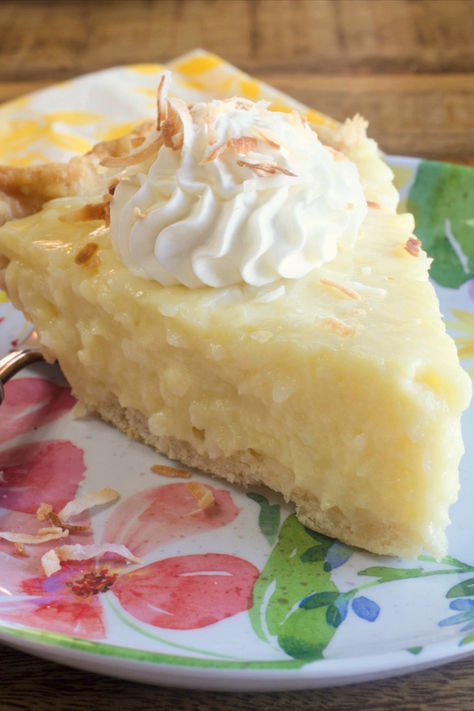 A slice of coconut cream pie with a dollop of whipped cream on top. Best Coconut Cream Pie, My Country Table, Cream Cheese Pinwheels, Cream Of Coconut, Coconut Cream Pie Recipes, Coconut Pie, Coconut Desserts, Country Table, Cream Pie Recipes